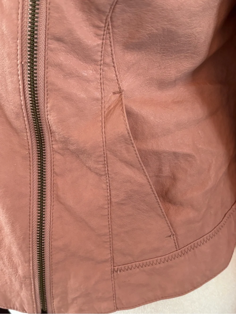 Anthropologie Dusty Rose Asymmetrical Zip Faux Leather Jacket sz S